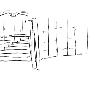 A clear sketch of the stairways to the platforms